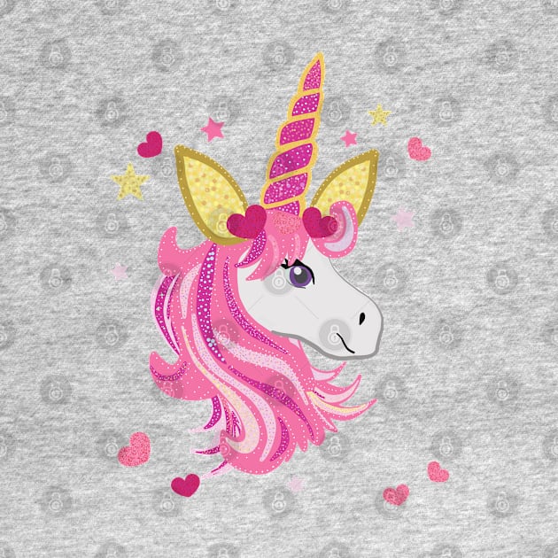 Magical unicorn with pink and red shining heart by GULSENGUNEL